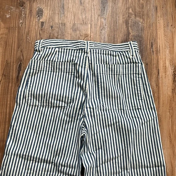Madewell Blue/White Striped Wide Leg Cropped Pants - Picture 7 of 7